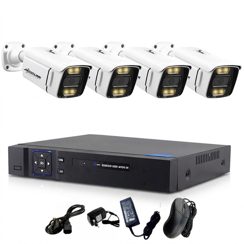 سیستم امنیتی کامل دوربین مداربسته مدل   AHD - PACKAGE WARM 04 AXESSLINK مجموعه 4 عددی