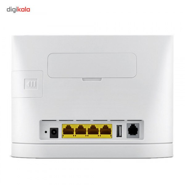 مودمروتر بی سیم 4G LTE Cat4 خانگی هوآوی مدل LTE CPE B315، نصب سیمکارت، سرعت دانلود تا 150 مگابیت بر ثانیه و آپلود تا 50 مگابیت بر ثانیه، اتصال همزمان 32 کاربر، دارای 3 پورت LAN و 1 پورت WAN/LAN، پورت USB و RJ-11 تلفن، امکان نصب 2 آنتن با کانکتور SMA
