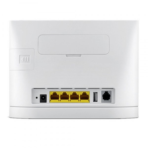 مودمروتر بی سیم 4G LTE Cat4 خانگی هوآوی مدل LTE CPE B315، نصب سیمکارت، سرعت دانلود تا 150 مگابیت بر ثانیه و آپلود تا 50 مگابیت بر ثانیه، اتصال همزمان 32 کاربر، دارای 3 پورت LAN و 1 پورت WAN/LAN، پورت USB و RJ-11 تلفن، امکان نصب 2 آنتن با کانکتور SMA